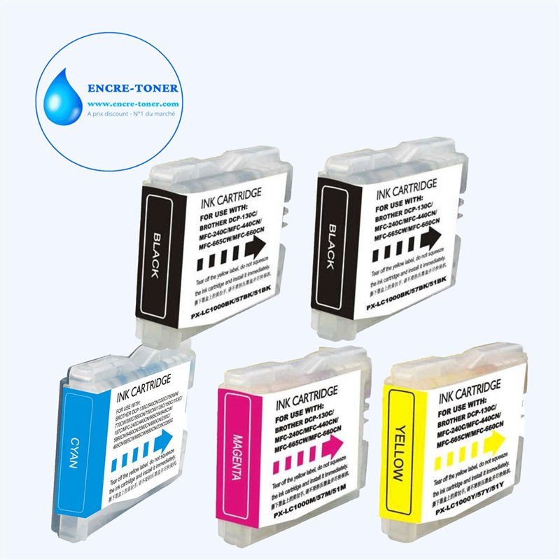 Lot de 4 Cartouches compatibles Brother LC1000/LC970 XL