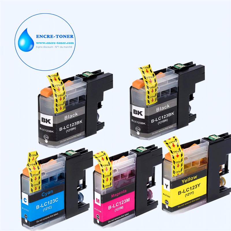 Lot de 5 Cartouches compatibles Brother LC121XL/ LC123XL V3