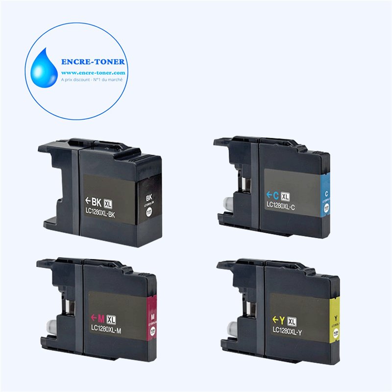 Lot de 4 Cartouches compatibles avec Brother LC1240 / LC1280XL