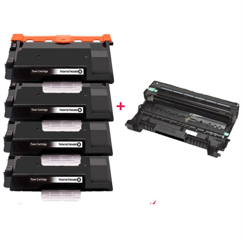 4x Toners+Tambour compatibles avec Brother TN3430/ TN3480/ DR3400