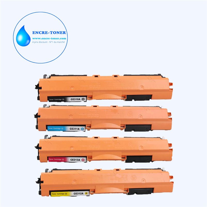 Lot de 4 Toners compatibles avec HP CE310A/CF350A)/ Canon 729