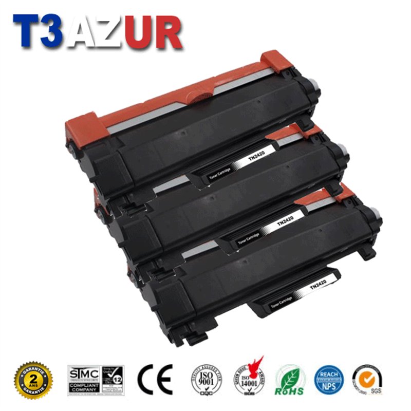 3x Toners compatibles Brother TN2420/ TN2410 - 3 000 pages 3x Toners compatibles Brother TN2420/ TN2410 - 3 000 pages