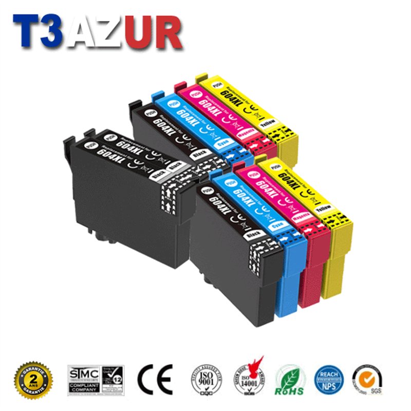 Lot de 8 Cartouches compatibles Epson 604XL Lot de 8 Cartouches compatibles Epson 604XL