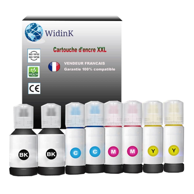 Lot de 8 Bouteilles d'encre compatible avec Epson 102