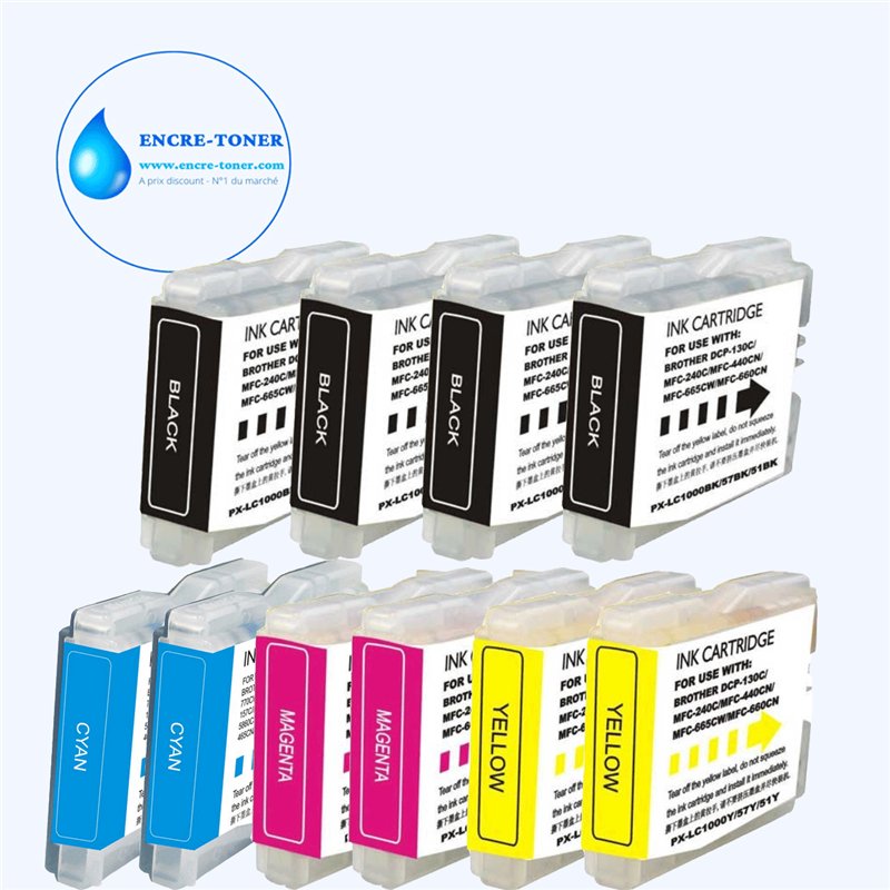 Lot de 4 Cartouches compatibles Brother LC1000/LC970 XL