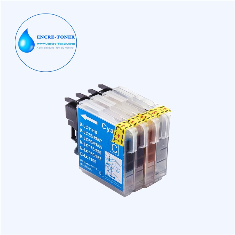 Lot de 4 Cartouches compatibles Brother LC1100/ 980/ 985 XL