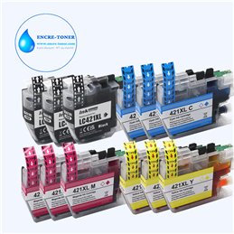 Lot de 12 Cartouches compatibles Brother LC421XL (2N+1C+1M+1J)