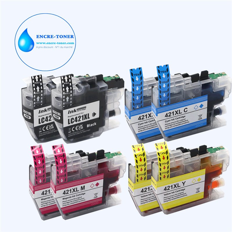 Lot de 8 Cartouches compatibles Brother LC421XL (2N+1C+1M+1J)