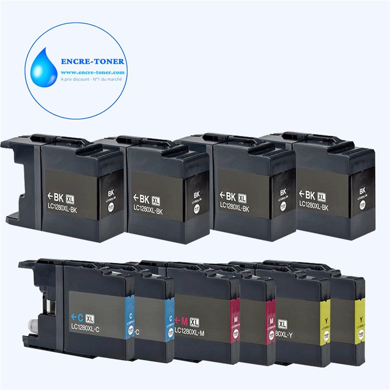 Lot de 10 Cartouches compatibles avec Brother LC1240 / LC1280XL