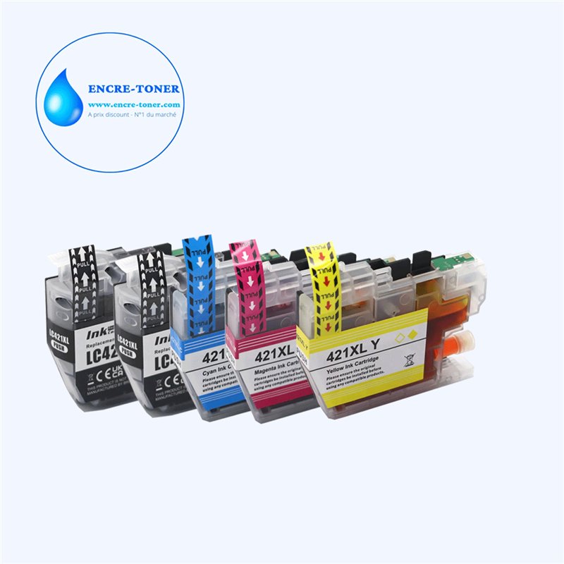 Lot de 5 Cartouches compatibles Brother LC421XL (2N+1C+1M+1J)