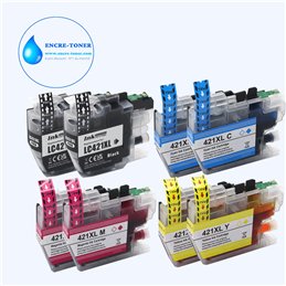 Lot de 8 Cartouches compatibles Brother LC421XL (2N+1C+1M+1J)